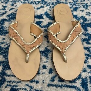 Jack Rogers Cork Sandals – Size 7.5 | Gold & Natural